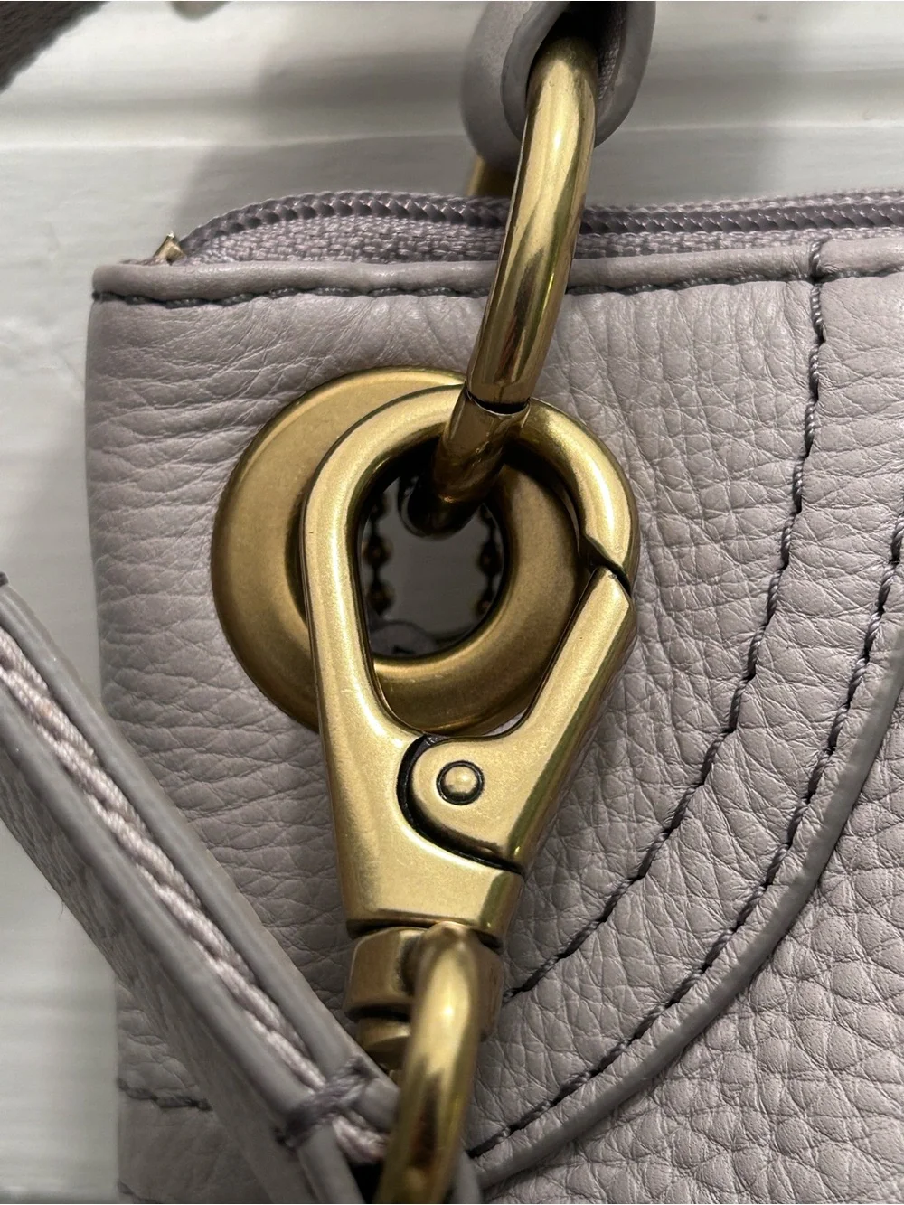 FOSSIL Karli Hobo Crossbody Gray Pebbled Soft Leather Or Shoulder Handbag